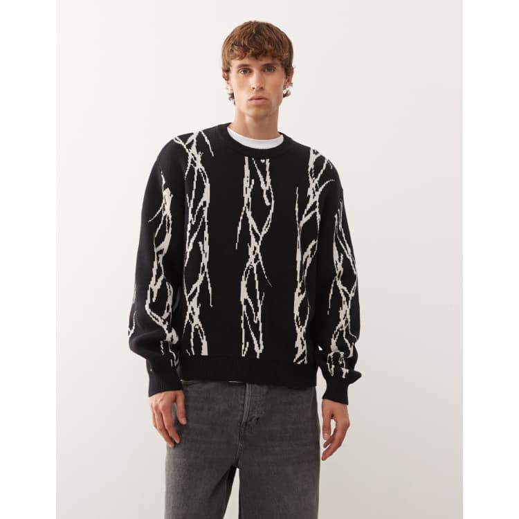 Weekday oversized sweater with barbed wire graphic jacquard in