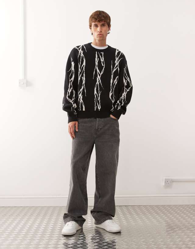 Weekday oversized sweater with barbed wire graphic jacquard in