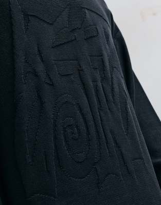 Weekday Oversized Sweater With Keep Going 3d Jacquard Graphic In Black