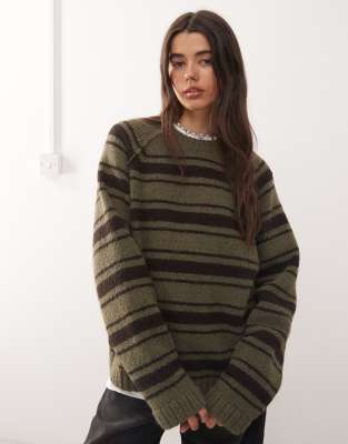 Weekday Oversized Sweater With Reversed Seams In Green