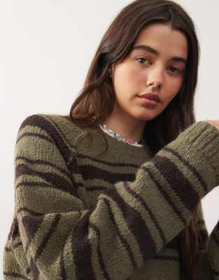 Weekday Oversized Sweater With Reversed Seams In Green