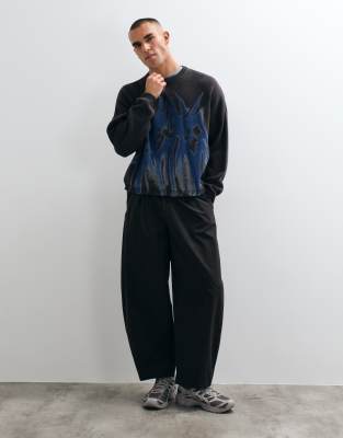 Weekday Oversized Sweater With Spike Graphic In Blue