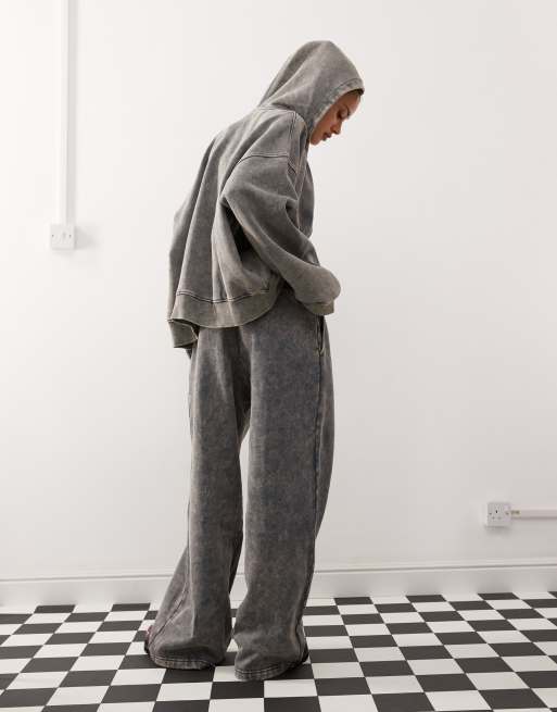Weekday oversized sweatpants in blue acid wash - part of a set, 5 of 5