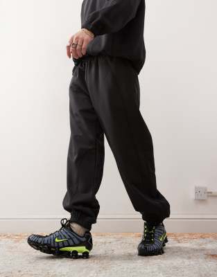 Weekday Oversized Sweatpants With Fantazy Fussball Graphic Print And Contrast Seams In Black
