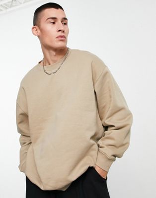 Weekday Oversized Sweatshirt In Beige-neutral