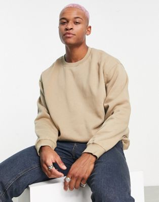 Weekday oversized sweatshirt in beige  - ASOS Price Checker