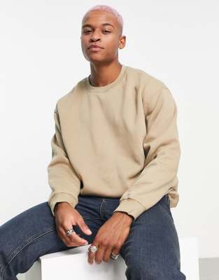 Weekday oversized sweatshirt in beige  - ASOS Price Checker