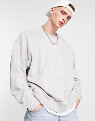 Weekday oversized sweatshirt in grey melange - ASOS Price Checker