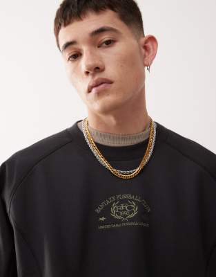WEEKDAY OVERSIZED SWEATSHIRT WITH FANTAZY FUSSBALL GRAPHIC PRINT AND CONTRAST SEAMS 