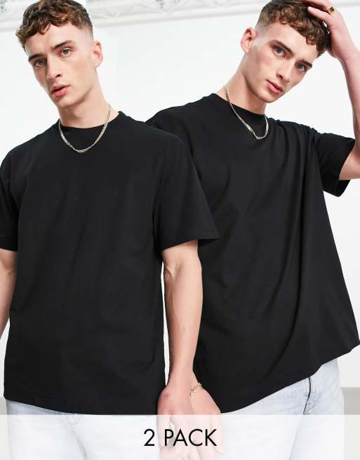 Weekday oversized t-shirt 2-pack in black