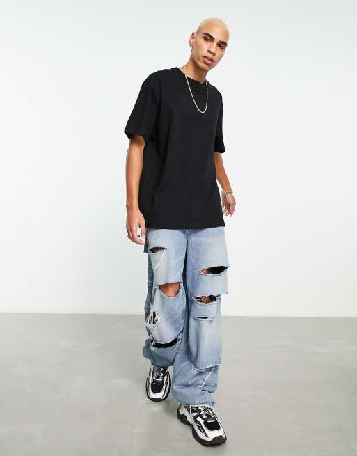 Weekday oversized t-shirt 2-pack in white & black, 4 of 4