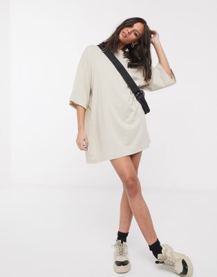 beige t shirt dress
