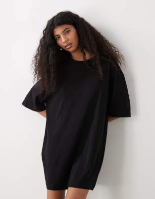 Weekday Oversized T-shirt Dress In Black