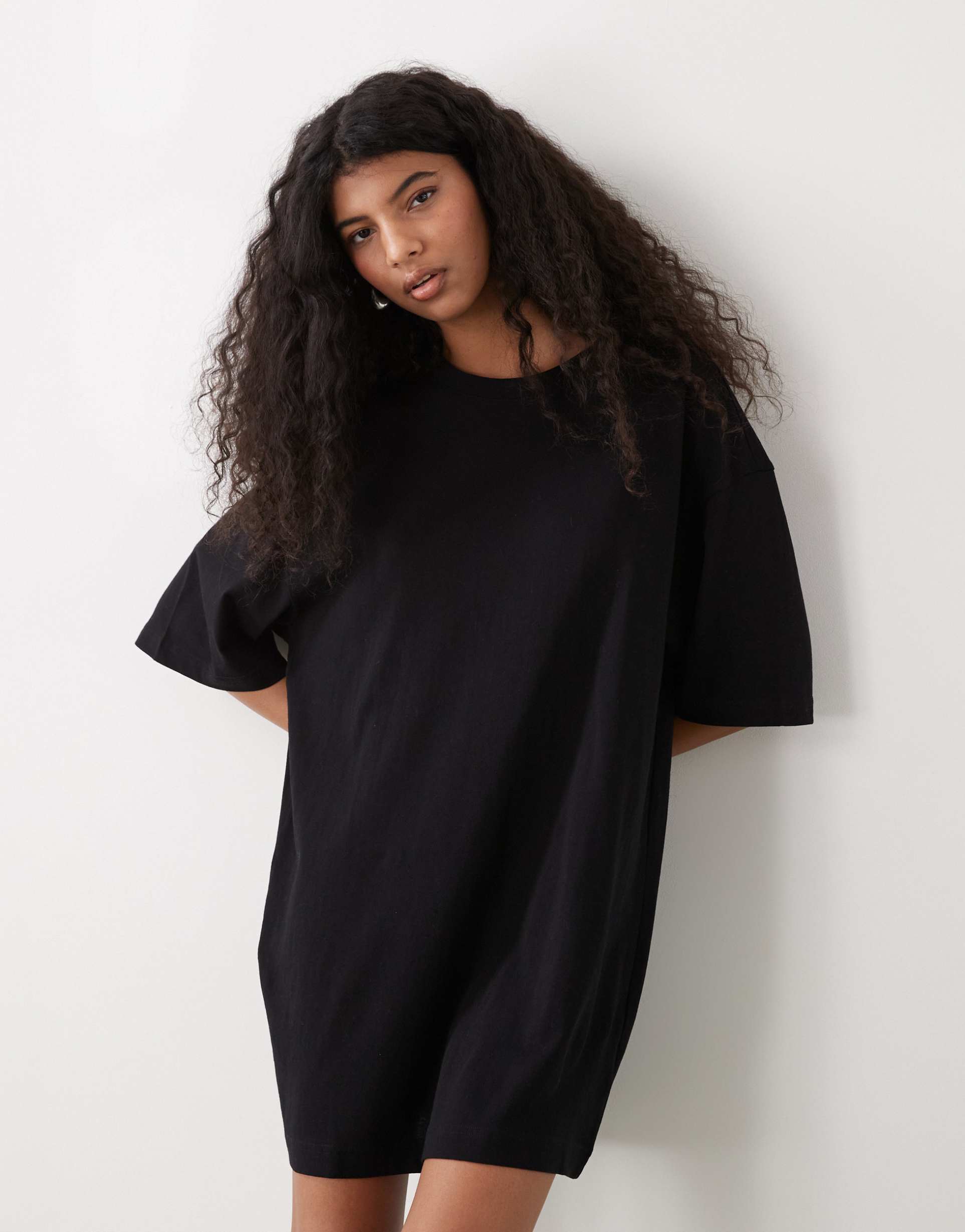 weekday oversized t-shirt dress in black