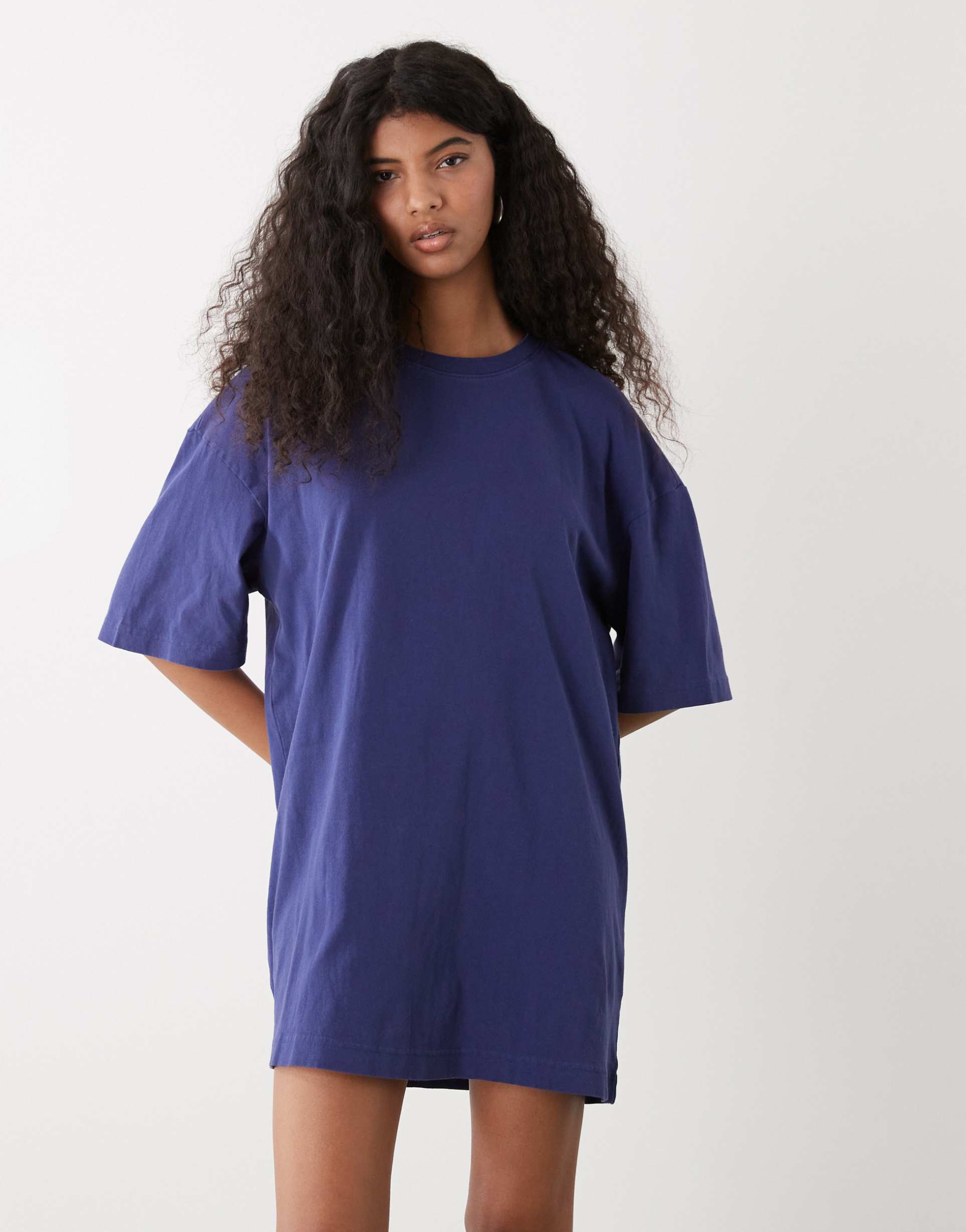 weekday oversized t-shirt dress in dark blue