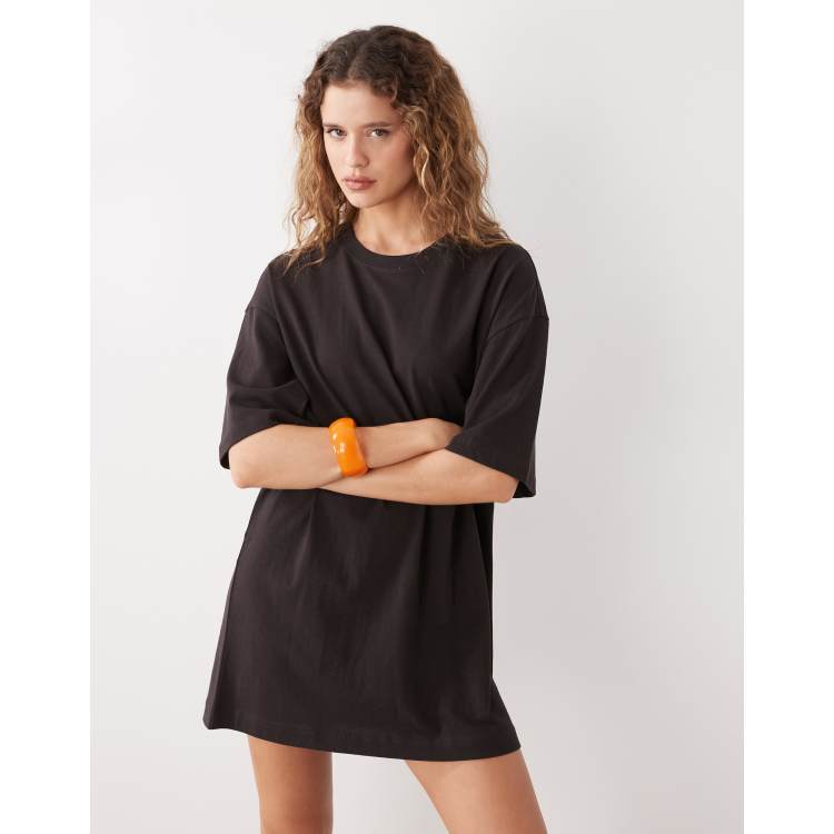 slim fit dress slacks Buy Women's Dark Grey Soft Form Oversized T-shirt Dress Online in India main image 1