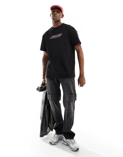 Weekday - Oversized T-shirt i sort med virtuelt grafisk print