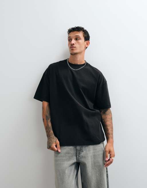 Weekday oversized t-shirt i vintage svart