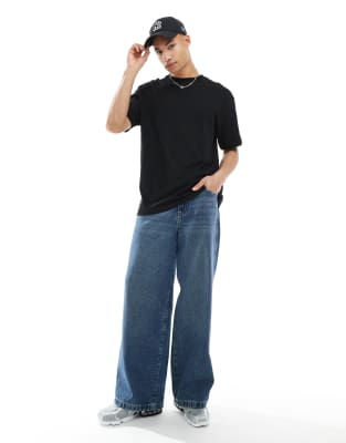 Weekday Relaxed Fit Heavyweight Jersey T-shirt In Black