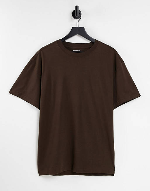 Weekday oversized t-shirt in brown