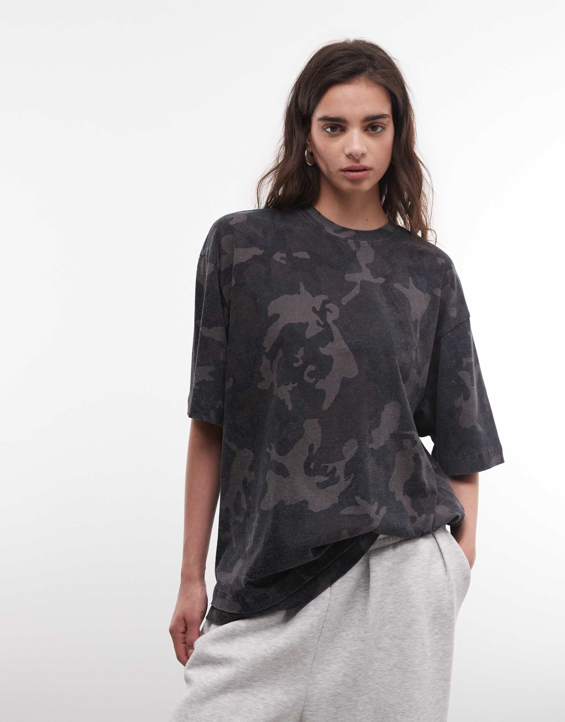 weekday oversized t-shirt in camo print