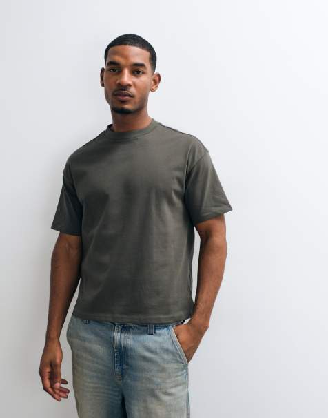 Weekday oversized t-shirt in dark khaki - view 1