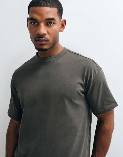 Weekday oversized t-shirt in dark khaki, 3 of 5
