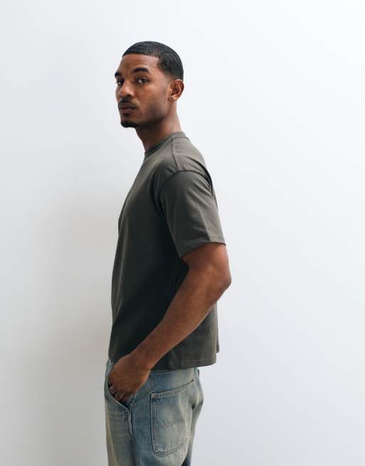 Weekday oversized t-shirt in dark khaki, 4 of 5