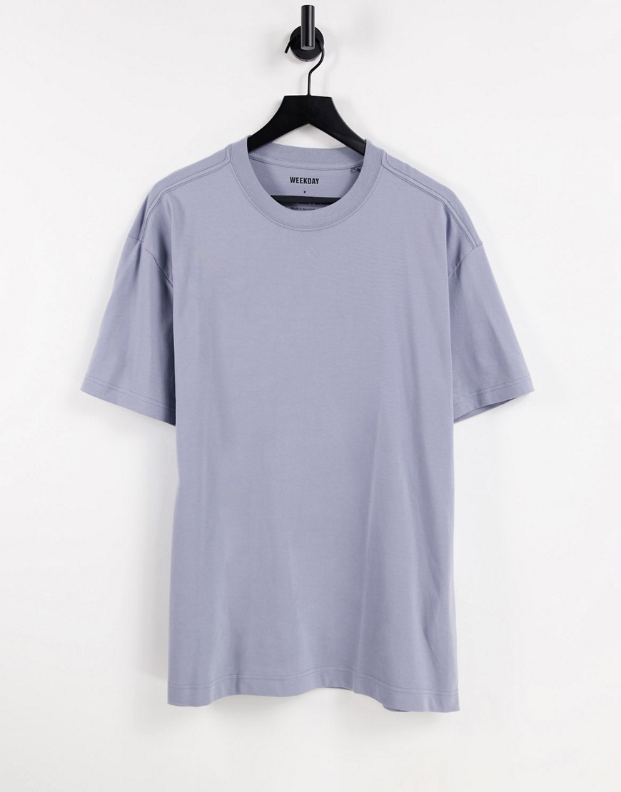 Weekday oversized t-shirt in gray blue-Grey