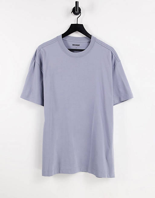 Weekday oversized t-shirt in grey blue