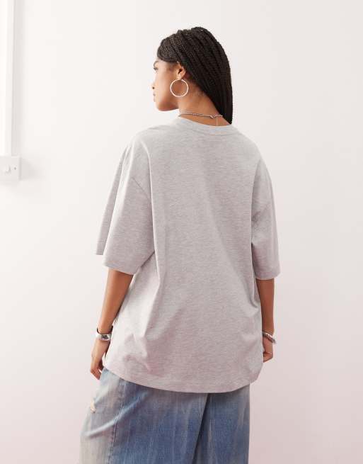 Weekday oversized t-shirt in grey melange, 4 of 4