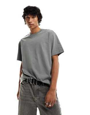 Weekday oversized t-shirt in khaki grey - ASOS Price Checker