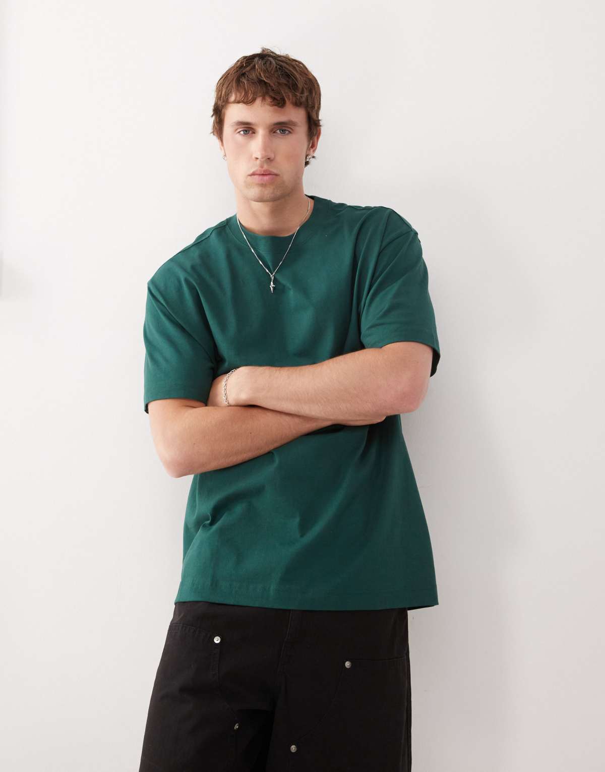 Weekday oversized t-shirt in petrol green