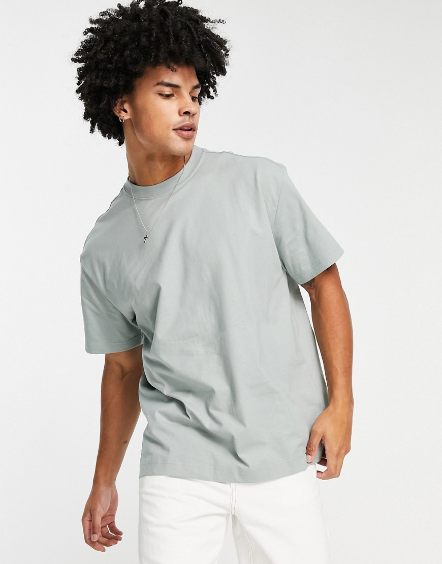Weekday oversized T-shirt in sage exclusive to ASOS-Green