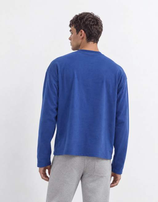 Weekday oversized t-shirt med långa ärmar och tecknad grafik i blått, 8 av 10