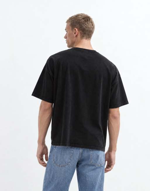 Weekday oversized t-shirt med mediterande skelettmotiv i tvättad svart, 7 av 8