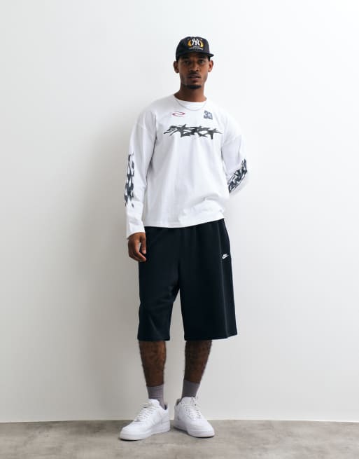 Weekday oversized T-shirt met lange mouwen en racerprint in wit, 3 van 5