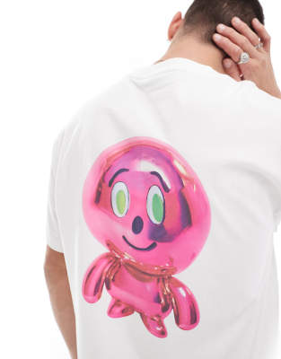 oversized t-shirt with balloon character graphic print in white