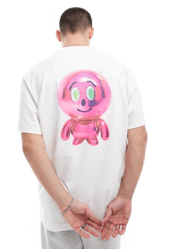 Weekday - oversized t-shirt with balloon character graphic print in white