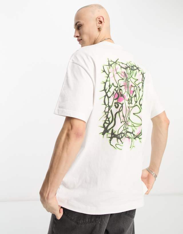 Weekday - oversized t-shirt with cosmic energy graphic in white