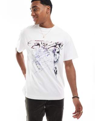 oversized T-shirt with dragon graphic print in white