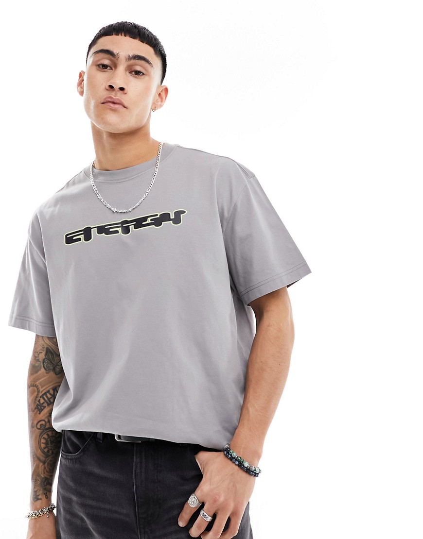 Weekday oversized t-shirt with energy graphic print in grey