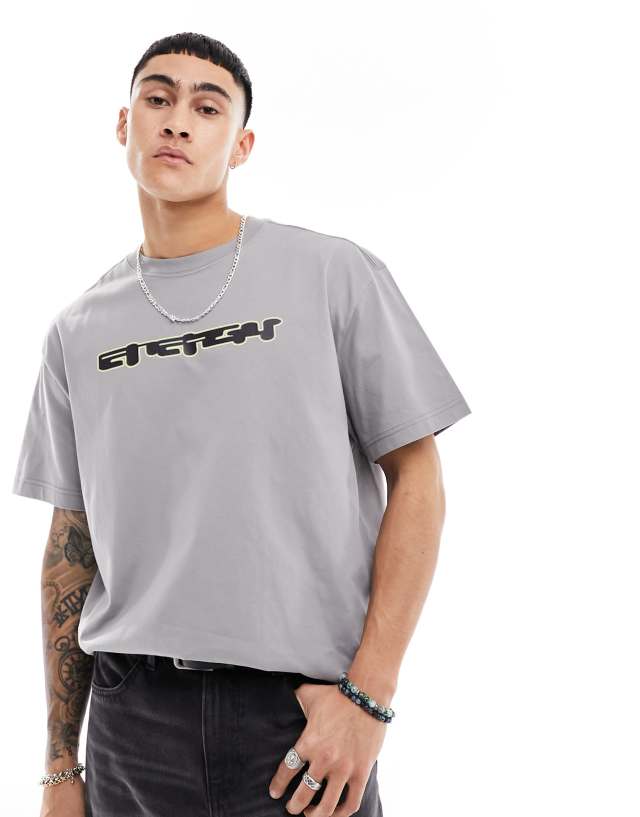 Weekday - oversized t-shirt with energy graphic print in grey