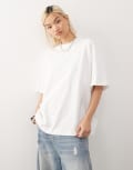 [Weekday] Weekday oversized t-shirt with mock neck in white S White