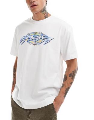 oversized T-shirt with robo graphic print in white