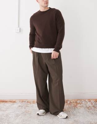 Weekday Oversized Tailored Pants In Brown