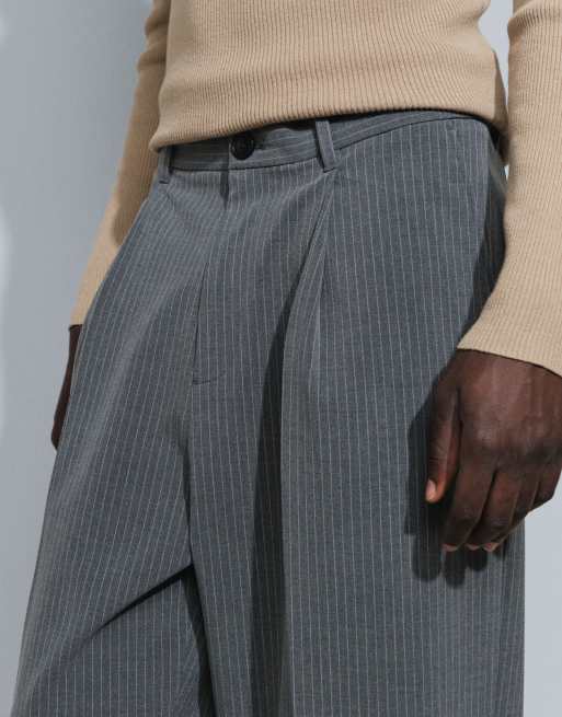Weekday oversized tailored pants in gray pinstripes, 4 of 9