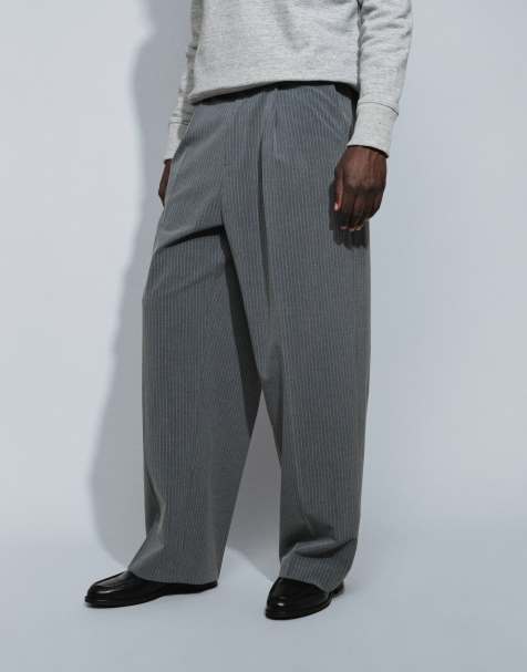 Weekday oversized tailored pants in grey pinstripe - view 1
