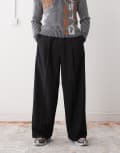 [Weekday] Weekday oversized tailored pants with elasticated waistband in black M Black