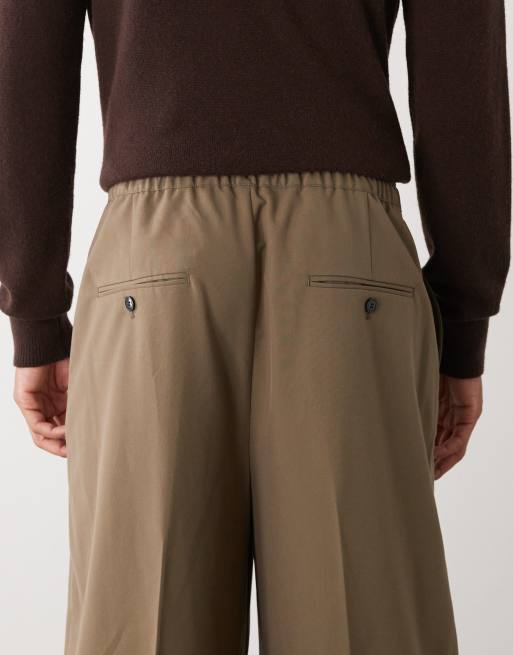 Weekday oversized tailored pants with elasticated waistband in brown, 5 of 5